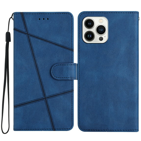 Jiahe Cover Fit for iPhone 14 Pro Synthetic Leather Wallet Case with Card Holder,Flip Folio Magnetic Closure,Kickstand,Wrist Strap Cover Case for iPhone 14 Pro, Blue