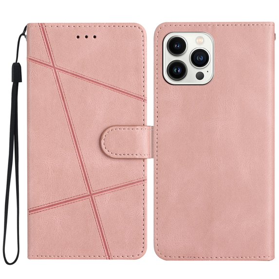 Jiahe Cover Fit for iPhone 14 Pro Synthetic Leather Wallet Case with Card Holder,Flip Folio Magnetic Closure,Kickstand,Wrist Strap Cover Case for iPhone 14 Pro, Rosegold