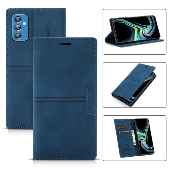 Jiahe Cover For Samsung Galaxy A14 6.6 inch Wallet Case,Magnetic Shockproof Flip Leather with Card Holder Kickstand Case Cover,Blue