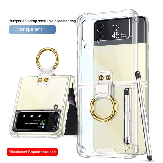 Jiahe Cover For Samsung Galaxy Z Flip4 Case,Slim Shockproof Transparent with Ring Anti-Scratch Full Body Protection Cover,Clear