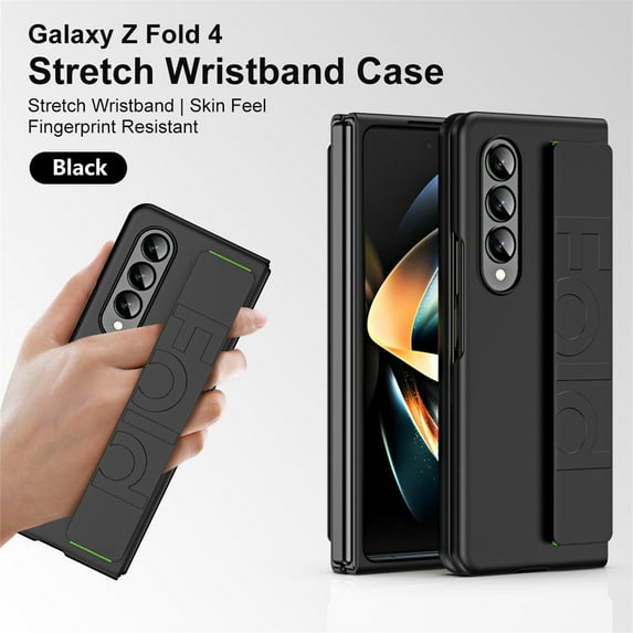 Jiahe Cover For Samsung Galaxy Z Fold 4 Case 7.6 inch 2022,with Wristband Hybrid Shockproof Hand Strap Anti-fingerprint Case Cover,Black