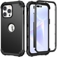 thumbnail image 1 of Jiahe Cover For iPhone 14 Pro Max,Shockproof Silicone Heavy Duty PC Bumper Hard Case Cover,Support Wireless Charging,Black, 1 of 10