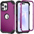 thumbnail image 1 of Jiahe Cover For iPhone 14 Pro Max,Shockproof Silicone Heavy Duty PC Bumper Hard Case Cover,Support Wireless Charging,Purple, 1 of 10