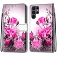 thumbnail image 1 of Jiahe Cover Galaxy S22 Ultra Case, Shockproof Pattern Faux Leather Folio Flip Wallet Cover with Card Slot Holder Kickstand Phone Case, Rose, 1 of 5