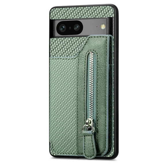 Jiahe Cover for Google Pixel 6, Credit Card Holder Phone Case with Magnetic Closure,Shockproof Anti-drop Flip Folio Zipper Wallet Kickstand Cover Case, green