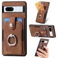 thumbnail image 1 of Jiahe Cover for Google Pixel 6, Wallet Case with Built-in 360°Rotation Ring Stand,Anti-Drop Shockproof Credit Card Slots Lens Protector Cover,Support Magnetic Car Mount,, brown, 1 of 8
