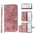 thumbnail image 1 of Jiahe Cover for Google Pixel 6, Wallet Case with Card Holder,Embossde Flower Flip Leather Magnetic Shockproof Card Slots Stand with Shoulder Strap Full Body Cover Case, pink, 1 of 8