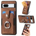 thumbnail image 1 of Jiahe Cover for Google Pixel 6a, Wallet Case with Built-in 360°Rotation Ring Stand,Anti-Drop Shockproof Credit Card Slots Lens Protector Cover,Support Magnetic Car Mount,, brown, 1 of 8