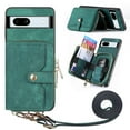 thumbnail image 1 of Jiahe Cover for Google Pixel 7A, Wallet Case with Card Holder,Shockproof PU Leather Zipper Purese Kickstand with Adjustable Detachable Shoulder Strap Case Cover, green, 1 of 7