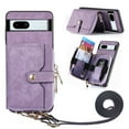 thumbnail image 1 of Jiahe Cover for Google Pixel 8 Pro, Wallet Case with Card Holder,Shockproof PU Leather Zipper Purese Kickstand with Adjustable Detachable Shoulder Strap Case Cover, purple, 1 of 7