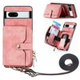 thumbnail image 1 of Jiahe Cover for Google Pixel 8, Wallet Case with Card Holder,Shockproof PU Leather Zipper Purese Kickstand with Adjustable Detachable Shoulder Strap Case Cover, pink, 1 of 7
