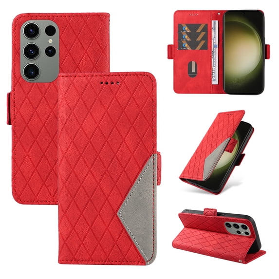 Jiahe Cover for Samsung Galaxy A03 Core, Wallet Case with Credit Card Holder,Rugged Magnetic Buckle Shockproof Folio Flip Leather Card Slot Stand Full Body Protection Case Cover, red