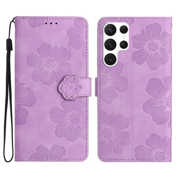 Jiahe Cover for Samsung Galaxy A03 Core, Wallet Phone Case,Premium Flip Leather with Hand Strap Shockproof Flower Pattern Case with Magnetic Clasp Card Holder Kickstand Case Cover, purple