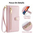thumbnail image 1 of Jiahe Cover for Samsung Galaxy A22 5G, Multifunctional Wallet Case with Card Holder and Shoulder Strap,PU Leather Magnetic Closure Zipper Pocket Kickstand Wristband Flip Leather Cover, pink, 1 of 7
