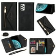 thumbnail image 1 of Jiahe Cover for Samsung Galaxy A33 5G Wallet Case with Card Holder, Envelope Book Design Leather Flip Protective Stand Feature Magnetic Zipper Clutch Purse with 7 Card Slots Strap for Women,Black, 1 of 6