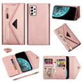 thumbnail image 1 of Jiahe Cover for Samsung Galaxy A33 5G Wallet Case with Card Holder, Envelope Book Design Leather Flip Protective Stand Feature Magnetic Zipper Clutch Purse with 7 Card Slots Strap for Women,Rosegold, 1 of 6