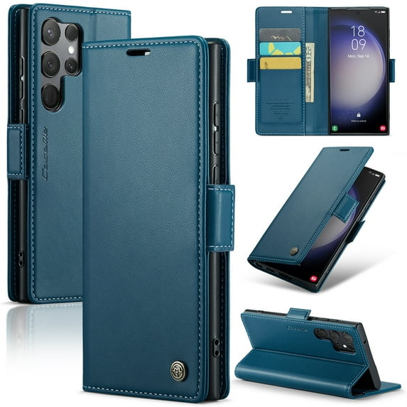 Jiahe Cover for Samsung Galaxy A52, Wallet Case with Card Holder Stand,with RFID Blocking Hybrid Shockproof Magnetic Clasp Flip Leather Full Body Protection Case Cover, blue