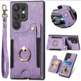 thumbnail image 1 of Jiahe Cover for Samsung Galaxy A54 5G, Luxury Wallet Case with Credit Card Slots，Flip Leather with Wrist Strap Shockproof Magnetic Ring Holder Stand with FEID Blocking Protective Case Cover, purple, 1 of 10