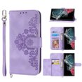 thumbnail image 1 of Jiahe Cover for Samsung Galaxy A54 5G, Wallet Case with Card Holder,Embossde Flower Flip Leather Magnetic Shockproof Card Slots Stand with Shoulder Strap Full Body Cover Case, purple, 1 of 8