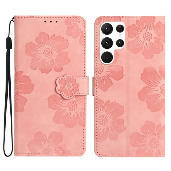 Jiahe Cover for Samsung Galaxy A72, Wallet Phone Case，Premium Flip Leather with Hand Strap Shockproof Flower Pattern Case with Magnetic Clasp Card Holder Kickstand Case Cover, pink