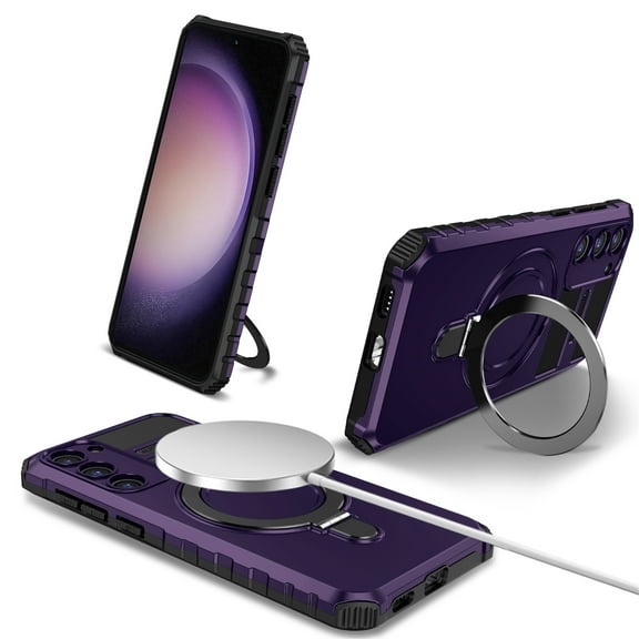 Jiahe Cover for Samsung Galaxy S20 FE, Case with Invisible Stand,Compatible with MagSafe,Shockproof Magnetic Heavy Duty with Built-in Ring Holder Stand Hard Phone Case Cover, purple