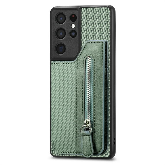 Jiahe Cover for Samsung Galaxy S21, Credit Card Holder Phone Case with Magnetic Closure,Shockproof Anti-drop Flip Folio Zipper Wallet Kickstand Cover Case, green
