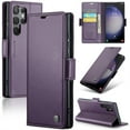 thumbnail image 1 of Jiahe Cover for Samsung Galaxy S21 FE, Wallet Case with Card Holder Stand,with RFID Blocking Hybrid Shockproof Magnetic Clasp Flip Leather Full Body Protection Case Cover, purple, 1 of 7