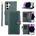 thumbnail image 1 of Jiahe Cover for Samsung Galaxy S21 Ultra, RFID Blocking PU Leather Zipper Handbag Purse Flip Cover, Kickstand Folio Case with Card Slots Holder Wrist Strap Lanyard & Shoulder Strap,Green, 1 of 7