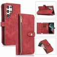 thumbnail image 1 of Jiahe Cover for Samsung Galaxy S23, Mulit-Function Wallet Case,Flip Leather Zipper Card Holder Stand with Adjustable Shoulder Strap Full Body Protection Case Cover, red, 1 of 7