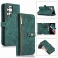 thumbnail image 1 of Jiahe Cover for Samsung Galaxy S23 Plus, Mulit-Function Wallet Case,Flip Leather Zipper Card Holder Stand with Adjustable Shoulder Strap Full Body Protection Case Cover, darkgreen, 1 of 7