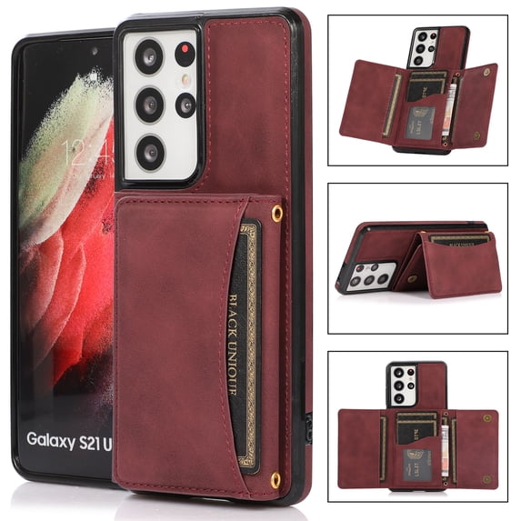 Jiahe Cover for Samsung Galaxy S23 Plus, Wallet Case with Card Holder Pocket,Rugged Shockproof PU Leather Kickstand Card Slot Anti-Scratch Case Cover, winered