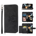 thumbnail image 1 of Jiahe Cover for Samsung Galaxy Z Fold 4, Wallet Case with Card Holder,Embossde Flower Flip Leather Magnetic Shockproof Card Slots Stand with Shoulder Strap Full Body Cover Case, black, 1 of 8