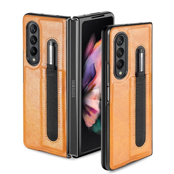 Jiahe Cover for Samsung Galaxy Z Fold4,7.6 inch Full Body Protection Case,Rugged Shockproof with Pen Holder Anti-Scratch Protective Case for Sasmsung Galaxy Z Fold4,Yellow