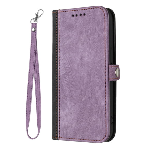 Jiahe Cover Wallet Case for iPhone 14 Pro Max, Wrist Strap Magnetic Shockproof Synthetic Leather Stand Cover with TPU Inner Shell,Card Holder Compatible with iPhone 14 Pro Max, Purple