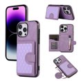 thumbnail image 1 of Jiahe Cover for Apple iPhone 13 Pro, Wallet Case,Detachable Adjustable Shoulder Strap With Card Holder Shockproof Leather Kickstand Case, purple, 1 of 7