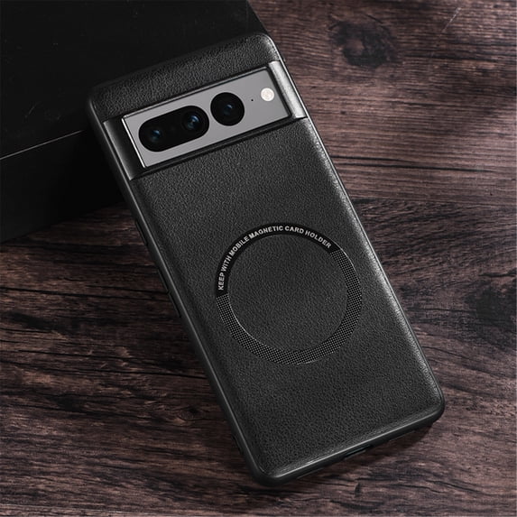 Jiahe Cover for Pixel 7 Case, Slim Fit Reinforced Corners Comfort Grip Shock-Absorption Magnetic Shockproof PU Leather Case, Black
