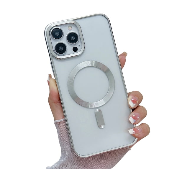 Jiahe Cover for iPhone 11, Compatible with MagSafe Case,Slim Plating Hybrid Shockproof Lightweight Anti-Scratch Transparent Back Case Cover, silver