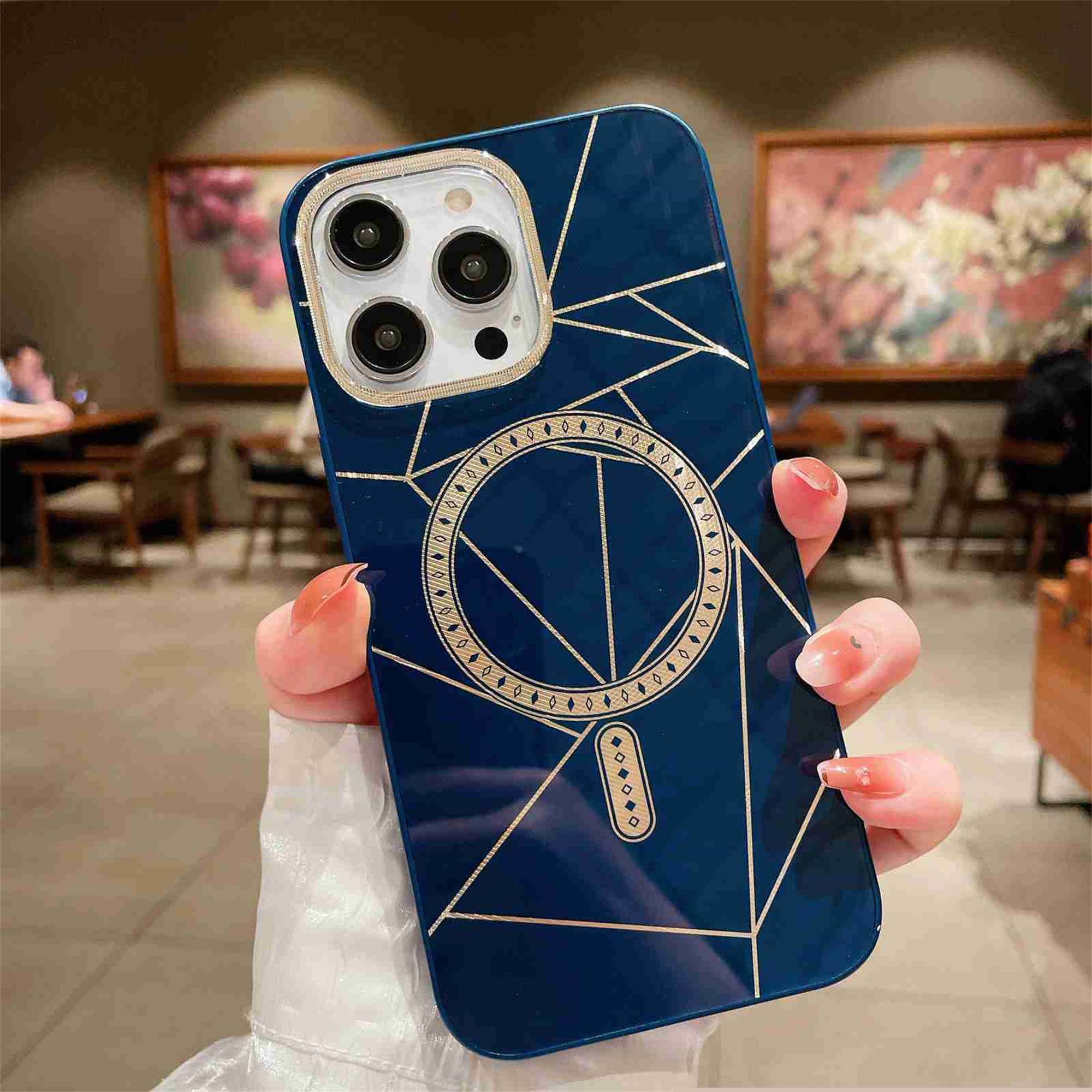 thumbnail image 1 of Jiahe Cover for iPhone 14 Pro, Compatible with MagSafe Case,Slim Shockproof Plating Lightweight Lens Protector Case,Support Wireless Charging, blue, 1 of 5