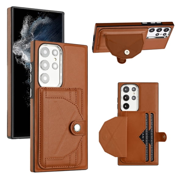 Jiahe Cover forSamsung Galaxy A54 5G, Wallet Case with Credit Card Holder,Shockproof Anti-drop Button Wallet PU Leather Card Slots Anti-Scratch Cover Case, brown
