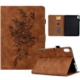 thumbnail image 1 of Jiahe Cover For iPad 10th Generation 2022 10.9 inch,Rugged Shockproof Emboss Flower Pattern Auto Wake/Sleep Card Slot Kickstand Full Protection Case Cover,Brown, 1 of 9