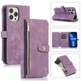 thumbnail image 1 of Jiahe Cover for iPhone 11 Pro Max, Mulit-Function Wallet Case,Flip Leather Zipper Card Holder Stand with Adjustable Shoulder Strap Full Body Protection Case Cover, purple, 1 of 7