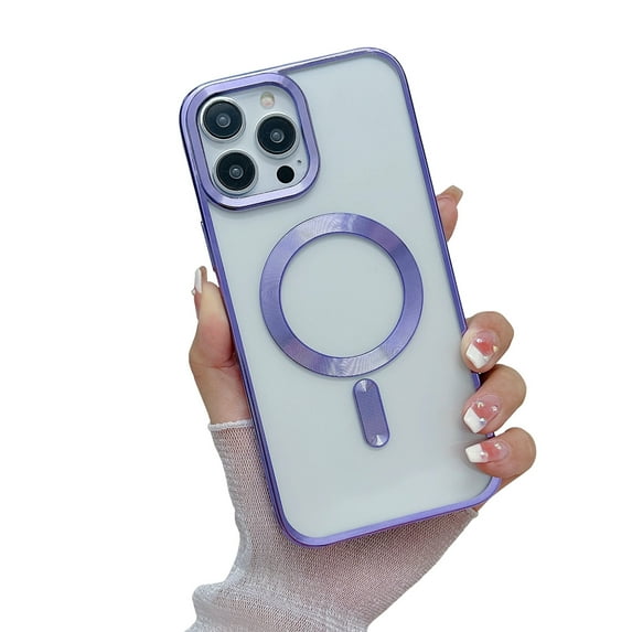 Jiahe Cover for iPhone 12, Compatible with MagSafe Case,Slim Plating Hybrid Shockproof Lightweight Anti-Scratch Transparent Back Case Cover, lightpurple