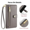 thumbnail image 1 of Jiahe Cover for iPhone 12 Pro / 12 6.1", Multifunctional Wallet Case with Card Holder and Shoulder Strap,PU Leather Magnetic Closure Zipper Pocket Kickstand Wristband Flip Leather Cover, gray, 1 of 7