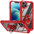 thumbnail image 1 of Jiahe Cover for iPhone 12 Pro / 12 6.1", Slim Lightweight Metal Ring Holder Stand,Shockproof with 360°Ring Holder Kickstand Soft TPU Bumper Plating Button Hard PC Case Cover, red, 1 of 8