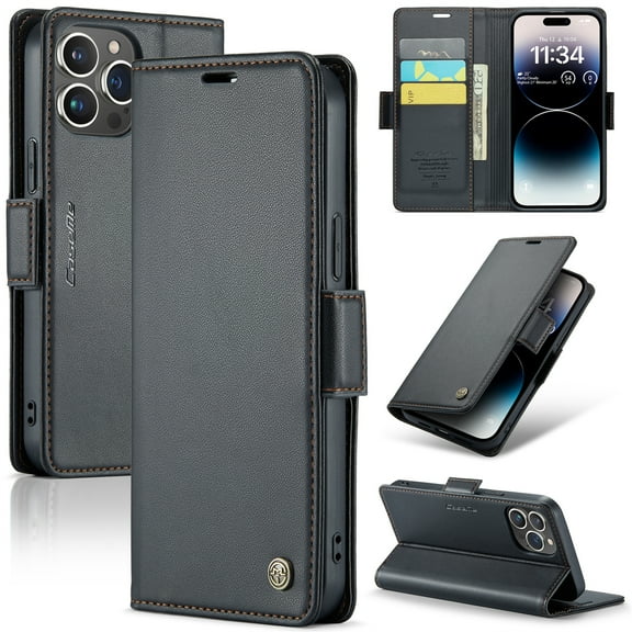 Jiahe Cover for iPhone 12 Pro / 12 6.1", Wallet Case with Card Holder Stand,with RFID Blocking Hybrid Shockproof Magnetic Clasp Flip Leather Full Body Protection Case Cover, black
