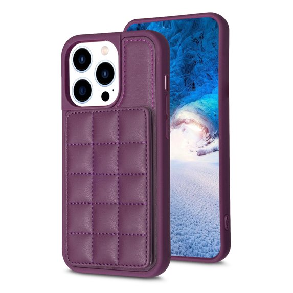 Jiahe Cover for iPhone 13 Pro, Wallet Case with PU Leather Card Holder,Hybrid Shockproof Back Flip Wallet Card Slots Kickstand Phone Protective Cover, darkpurple