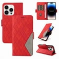 thumbnail image 1 of Jiahe Cover for iPhone 13, Wallet Case with Credit Card Holder,Rugged Magnetic Buckle Shockproof Folio Flip Leather Card Slot Stand Full Body Protection Case Cover, red, 1 of 8