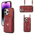 thumbnail image 1 of Jiahe Cover for iPhone 13, Wallet Case Crossbaody, with RFID Blocking Shockproof Zipper Purse with Card Slots Holder Adjustable Detachable Shoulder Strap Lanyard Case Cover, red, 1 of 1