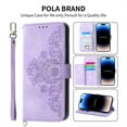thumbnail image 1 of Jiahe Cover for iPhone 14 Plus, Wallet Case with Card Holder,Embossde Flower Flip Leather Magnetic Shockproof Card Slots Stand with Shoulder Strap Full Body Cover Case, purple, 1 of 8