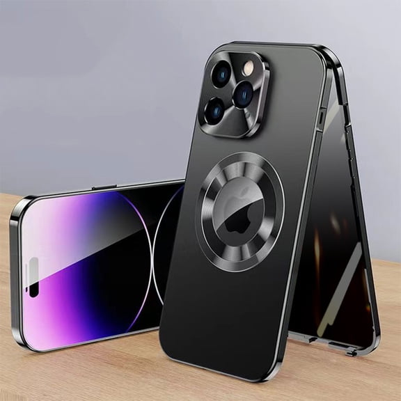 Jiahe Cover for iPhone 14 Pro Max,6.7 inch,Shockproof with Built in Anti-peeping Tempered Glass Screen Protector Logo View Full Body Protector Case Cover,Black